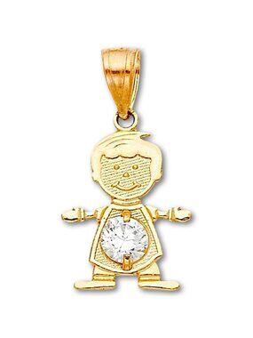 14k Solid Gold April Birthstone Charm By Tehrani Jewelry